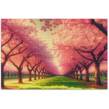 Imagem de Quebra-cabeças para adultos com flor de cerejeira primavera 1000 peças de brinquedo de arte para adultos, família, presentes de elefante branco, 75 x 40 cm