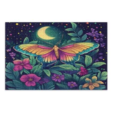 Imagem de Quebra-cabeças exclusivos de borboleta luar roxo para adultos com letras nas costas 500 quebra-cabeças para adultos