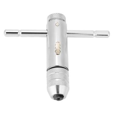 Imagem de Generic Chave de Torneira Ajustável Com Catraca Em T para Conjunto de Torneiras e Matrizes M3-M8/M5-M12, Material de Aço Ferramenta, Ideal para Espaços Confinados, Prata, 1 Pacote para Oficina (M3-M8)