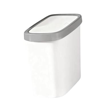 Imagem de FytStycale Lixeira retangular com tampa de pressão, fácil de limpar, compacta e, ideal para dormitórios, escritórios, trailers e cozinhas, S