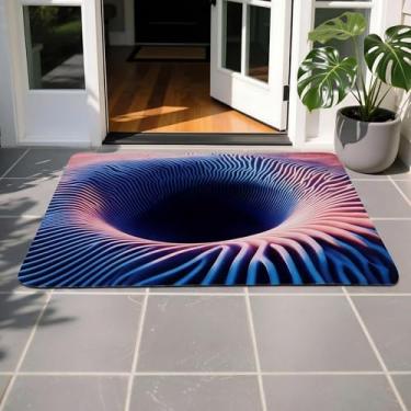 Imagem de Dunzy Tapete de ilusão de ótica 3D antiderrapante 3D tapete de área de ilusão óptica sem fundo para uso 15,8 x 23,6 polegadas para animais de estimação, sala de estar, quarto, varanda decoração de