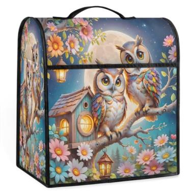 Imagem de Capa de misturador de coruja flor lua auxiliar de cozinha para batedeira 6-8 litros auxílio de cozinha resistente à poeira capas protetoras de armazenamento capas de eletrodomésticos para máquina