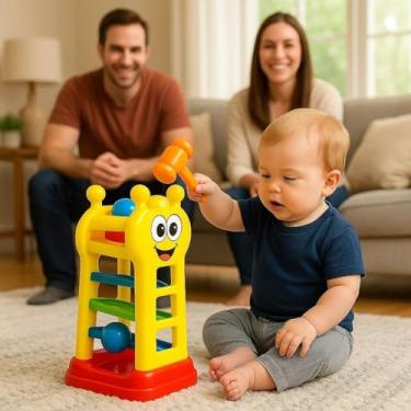 Imagem de Baby Peia Brinquedo Bater Martelinho Criança Presente Bolilinha Menino Menina Bichinho