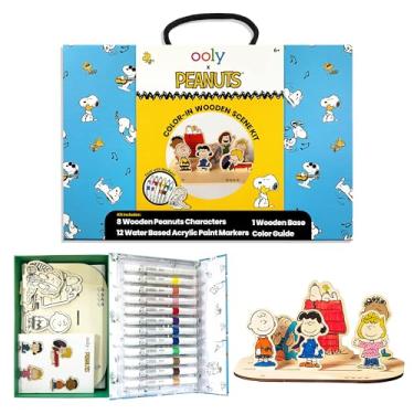 Imagem de Ooly x Peanuts Wooden Painting 3D Scene Kit - Build & Color Your Own 3D Peanuts Characters with 12 Acrylic Paint Markers, Base & Instructions - Kids Craft Set with Carrying Case