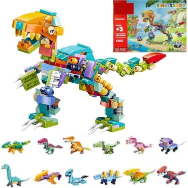 Imagem de Dinossauro 12 em 1, Kit de Montagem com 405 Peças, Brinquedo Educativo Monta e Desmonta PREMIUM, Monte 12 Dinossauros Pequenos ou 1 Gigante, Felix Magazine