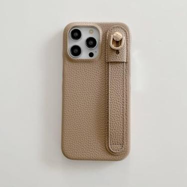 Imagem de IRTGFG Capa de couro com estampa luxuosa para iPhone 16 Promax (para iPhone 16 Promax/marrom claro)