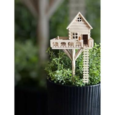 Imagem de Mini Casa na Árvore 3D em PLA Enfeite Criativo Modelo Detalhado para Vasos, Jardim, Aquario Ideal para Amantes de Decoração e Hobbyistas(Mini Casa)