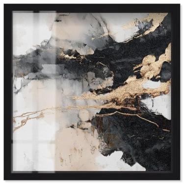 Imagem de Golden Fracture IV Shadowbox Print Gold Wall Art por Art Remedy, moldura preta, 63 x 63 cm