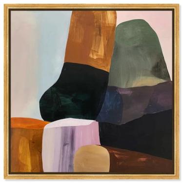 Imagem de Stacked Rocks I Canvas Print Taupe Boho Wall Art por Art Remedy, moldura dourada, 61 x 61 cm