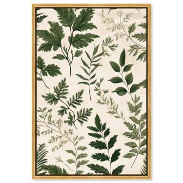 Imagem de Decoração de parede floral com estampa em tela Olive Sprigs III da Art Remedy, moldura dourada, 50 x 76 cm