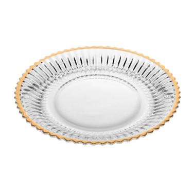 Imagem de Jogo De Pratos Sobremesa Em Cristal Com Fio de Ouro Imperatriz Com 4 Peças 20cm Wolff