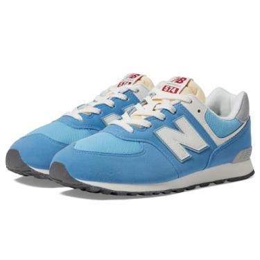 Imagem de New Balance Tênis infantil unissex 574 V1 70s com cadarço, Azul/branco, 19