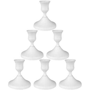 Imagem de Conjunto de 6 castiçais dourados, castiçais de metal vintage para mesa de jantar, mesa de jantar, varas de velas de metal baixo para centros de mesa de casamento, festa de aniversário de Natal (6