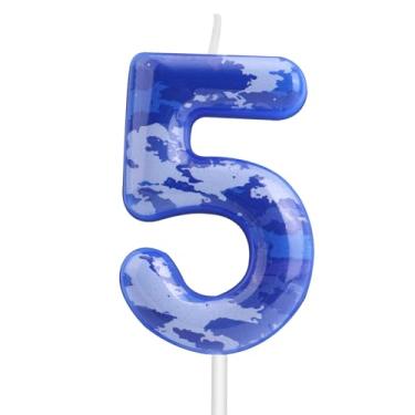 Imagem de Velas Aniversário Número Camuflado, Velas Camo Topper de Bolo Tema Exército para Meninos Decorações Festa Aniversário Camo Suprimentos Festa Tema Caça (Número 5)
