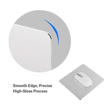 Imagem de Generic Mouse Pad Antiderrapante para Jogos Em Liga de Alumínio Tapete Duplo para PC, Mousepad Antiderrapante para Mouse óptico e, Preto/prata/ouro, 7" X 6,3" (Prata)