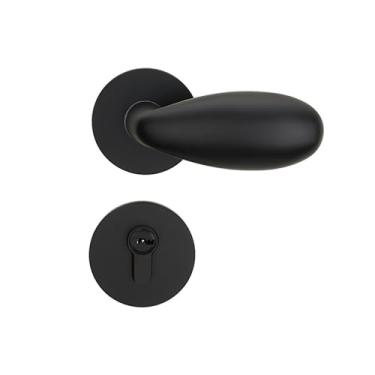 Imagem de VTGVVVTR Fechadura de porta interna preta para quarto silencioso maçaneta de porta de ovo fechadura doméstica fechadura de porta de madeira de ovo de ganso