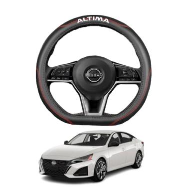 Imagem de Kakash Acessórios interiores personalizados para Nissan Altima 2019 2020-2022 2023 2024 2025 2026 Capas de volante antiderrapantes Sporty Racing couro sintético ergonômico alça confortável 1 pçs