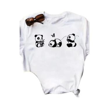 Imagem de Camiseta Feminina Solta De Verão Com Estampa De Coração De Panda, Mang