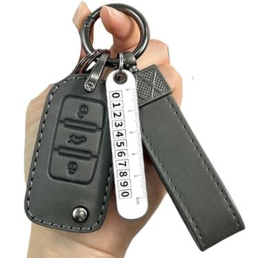 Imagem de Capa de chaveiro compatível com VW Golf 7/MK7/Tiguan MK2/T-roc/T-cross Compatível com Skoda Octavia/Kodiaq/Karoq Compatível com Seat Ateca/Leon Fob Shell(Grey for Key D)