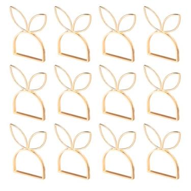 Imagem de 12 anéis de guardanapo de coelhinho da Páscoa, porta-guardanapos de orelha de coelho dourado, anel de servette de mola de coelho fofo para decoração de mesa, festas de Páscoa, casamentos e jantares