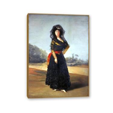 Imagem de Arte de parede Francisco Goya, Duquesa de Alba, impressão em tela famosa reprodução de pinturas a óleo abstratas imagem de arte emoldurada para decoração de casa moldura de madeira teca 100 x 70 cm