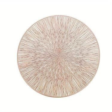 Imagem de 1 peça de jogo americano redondo tapete de mesa de jantar cozinha oco para decoração de mesa de canto (prateado)