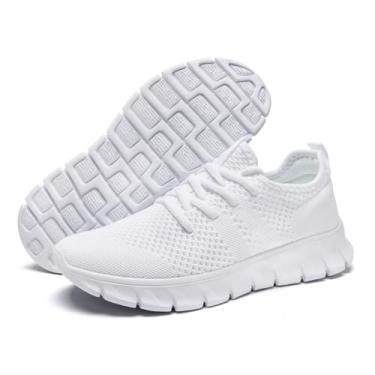 Imagem de DaoLxi Tênis feminino de corrida, tênis de caminhada, sem cadarço, academia, treino, trabalho, esporte, Y Branco, 35