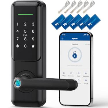 Imagem de Fechadura e maçaneta inteligente com impressão digital sem chave – Entrada do teclado, senha eletrônica para porta da frente