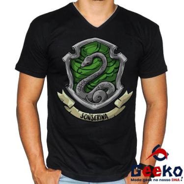 Imagem de Camiseta Sonserina 100% Algodão Harry Potter Slytherin Geeko, Preto go