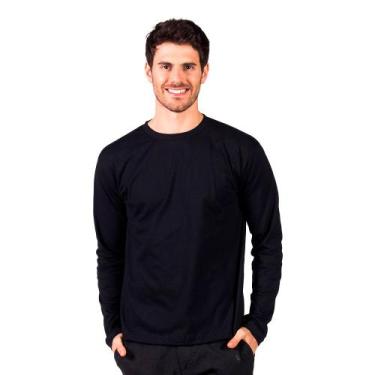 Imagem de Kit com 2 Camisetas Manga Comprida Basic - Polo Match, G, Preto, Branc