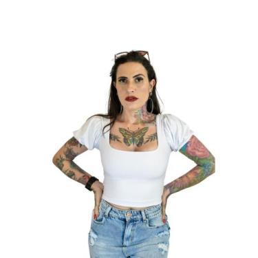 Imagem de Cropped Frente Quadrada Manga Curta Bufante Suplex Feminina - Perfect 