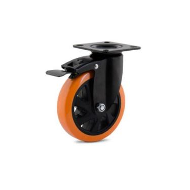 Imagem de 4 Rodízio Giratório Preto 6" Com Freio Black Pu 600kg Colson - Colson 