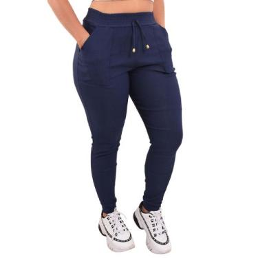 Imagem de Calça Feminina Jogger Cintura Alta Cargo Envio Imediato Elastano Moda 