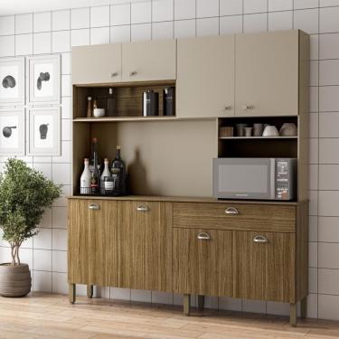 Imagem de Armario De Cozinha Compacta 8 Portas 1 Gaveta Sydney - Freijó/vanilla