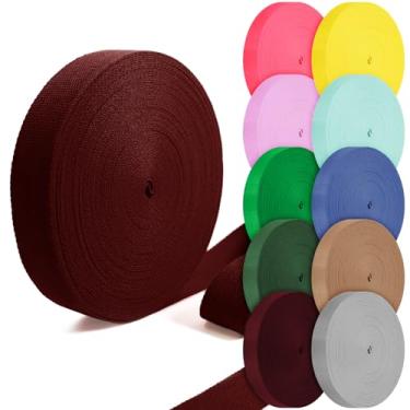 Imagem de Grosun Correias de algodão 2,5 cm, 3,8 cm, 5 cm, 5,08 cm, tiras de lona para bolsas, 10 60 cm, 3,3 m, algodão, poliéster (vinho, 2,5 cm x 3,3 metros)
