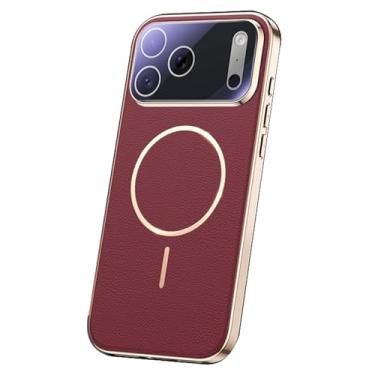 Imagem de LYJSMGZ Capa magnética para iPhone 17 Pro Max/Air/17 Pro/17, capa à prova de choque com orifício de lente de câmera de precisão fina anti-impressão digital suporta carregamento sem fio, vermelha, 17
