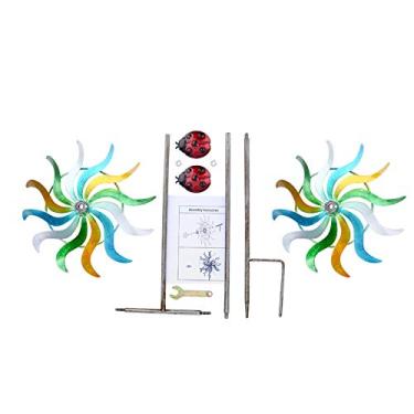 Imagem de CUOFYUNL Iron Art Craft Outdoor 3D Sunflower Wind Spinner com pintura reflexiva de material de ferro resistente e moinho de com função sem ferrugem para decorações de jardim