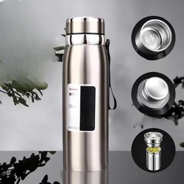 Imagem de Garrafa térmica a vácuo 800/1000ml três capacidade três cores de aço inoxidável dupla (800ML_azul)