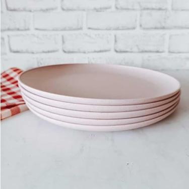 Imagem de Jogo de Pratos de Plástico – Opções de 4 ou 6 Peças, Resistente Empilhável Reutilizável, Ideal para Refeições Domésticas e Piqueniques (kit 6 pratos rosa)