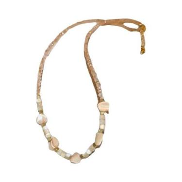 Imagem de Colar Choker De Pedras Naturais Boêmias Com Pérolas Imitadas E Conchas