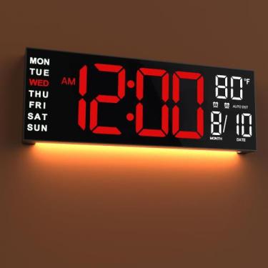Imagem de Relógio JALL 16" Digital Wall Mount Big LED RGB vermelho branco