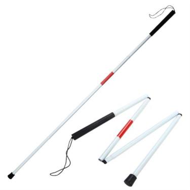 Imagem de Bengala clássica retrátil dobrável reflexiva para deficientes visuais 