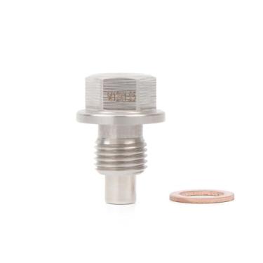 Imagem de Bujão de drenagem de óleo magnético M12 x 1,25, parafuso de porca de drenagem de cárter magnético de aço inoxidável com arruela de esmagamento de cobre antivazamento, substituição universal à prova de