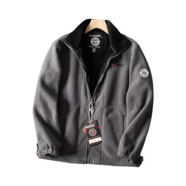 Imagem de Jaqueta Masculina Grande Tamanho À Prova De Vento Com Forro De Fleece 