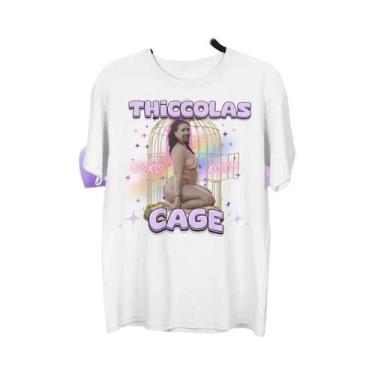 Imagem de Camiseta Engraçada Thiccolas Com Meme, Inapropriada, Cursiva, Com Cele