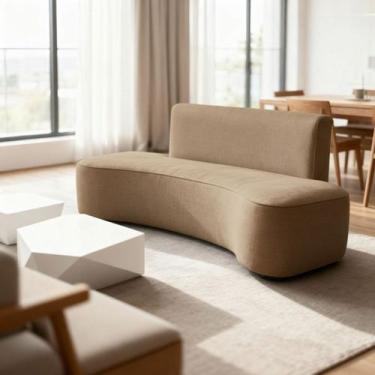 Imagem de Sofá Feijão Orgânico Curvo 3 Lugar Suede Sala Contemporânea - Black Ho