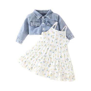 Imagem de Conjunto Casual de Jaqueta Jeans e Saia Floral para Bebê - Primavera/O
