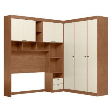 Imagem de Guarda Roupa de Casal Modulado Lugano Jatoba Areia Santos Andira, Jato