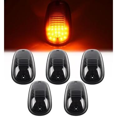 Imagem de NEIFILES 5 peças de luzes de LED para teto de cabine compatíveis com caminhonetes Dodge Ram 1500 2500 3500 2003-2018, luz âmbar marcador de lente fumê superior, conjunto de luz de corrida no teto
