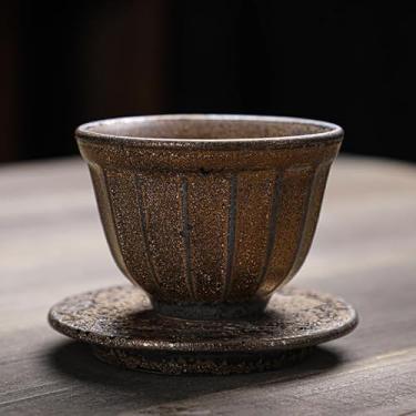 Imagem de Xícara de chá de cerâmica grossa, xícara principal, conjunto de chá kung fu de cerâmica esmaltada ferrugem com capacidade de 70,9 g-A6